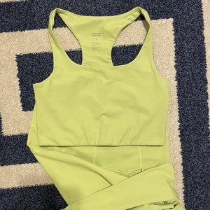 Girlfriend Collective Legging and Sports Bra SET, Lime Color - Size M